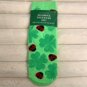 Bath & Body Works shamrock and ladybug fuzzy socks